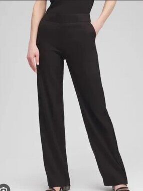 Chico's Pull-On Black Linen Relaxed Wide Leg Classic Pants - Size 2 (12) Tall